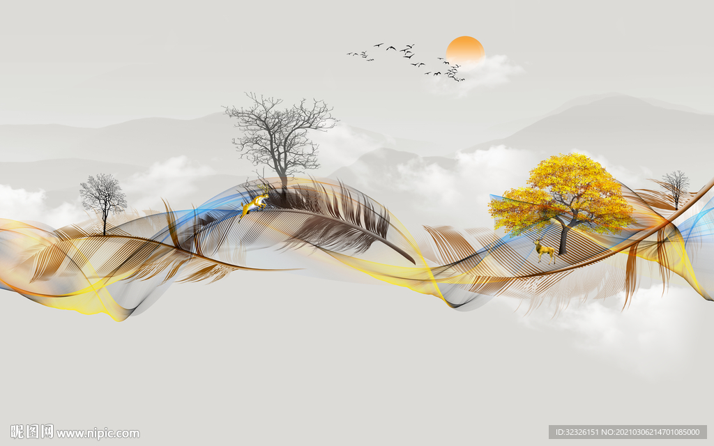 人气简约山水画 TIF分层