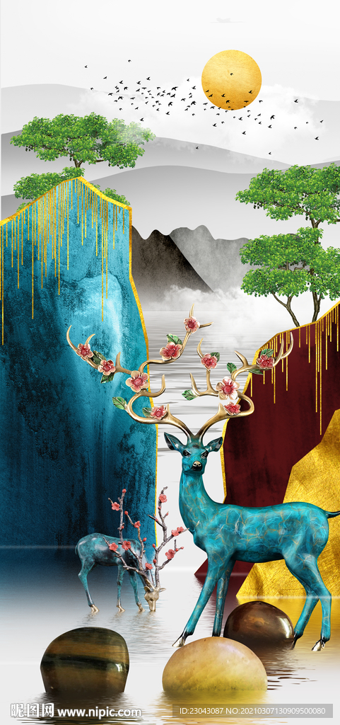 麋鹿山水玄关