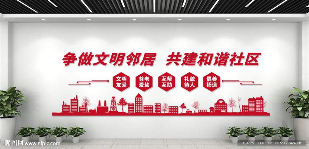 创建文明城市共享温馨社区文化墙