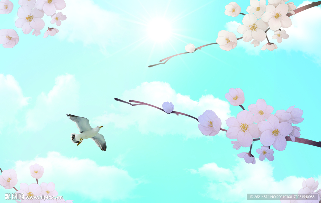 桃花蓝天