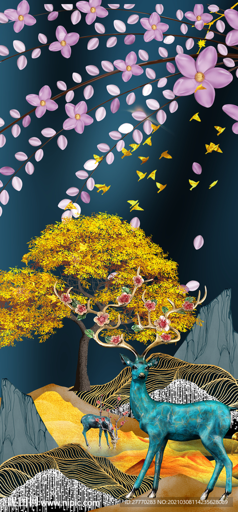 浮雕麋鹿装饰画