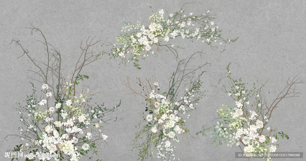 韩式婚礼白绿色婚礼花艺