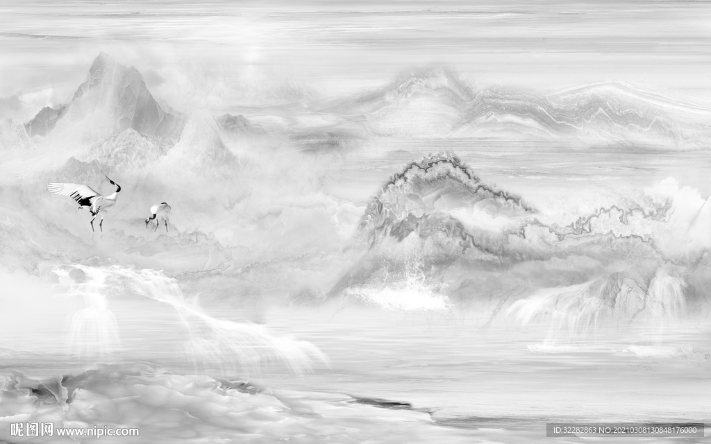 石纹高端画山水画 文件分层