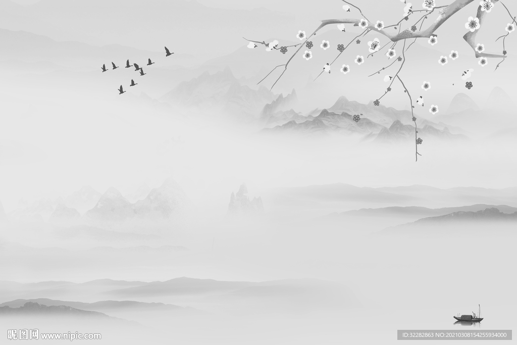 人气 意境画山水画 文件分层