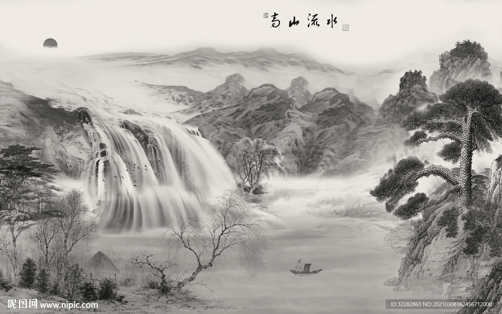 大气意境画山水画 文件分层