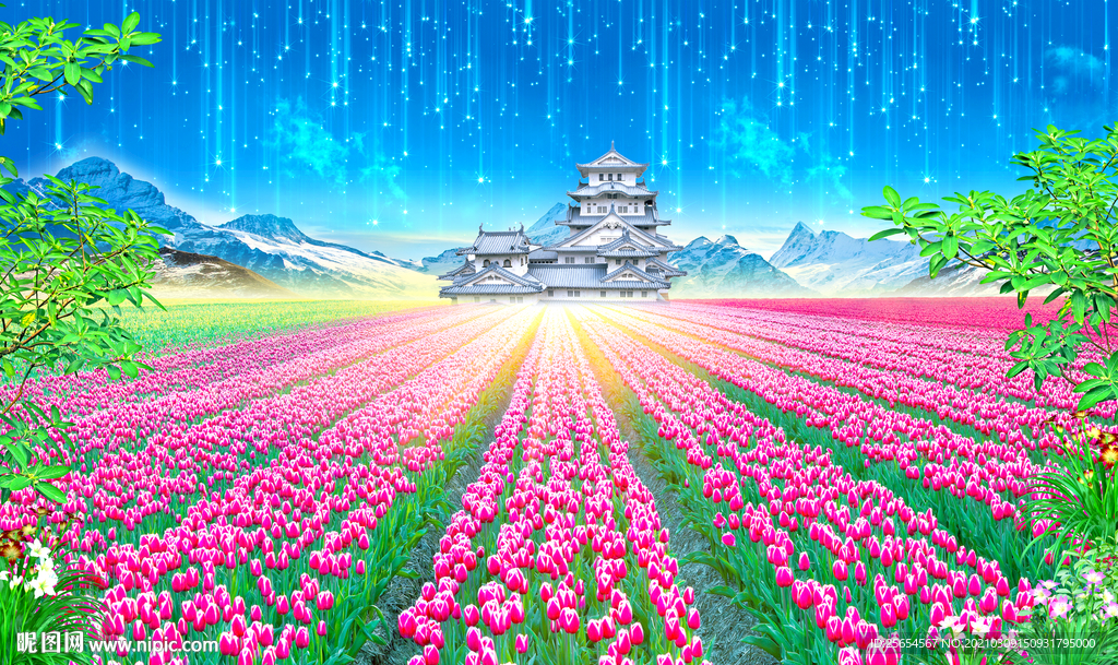 花的海洋郁金香背景墙