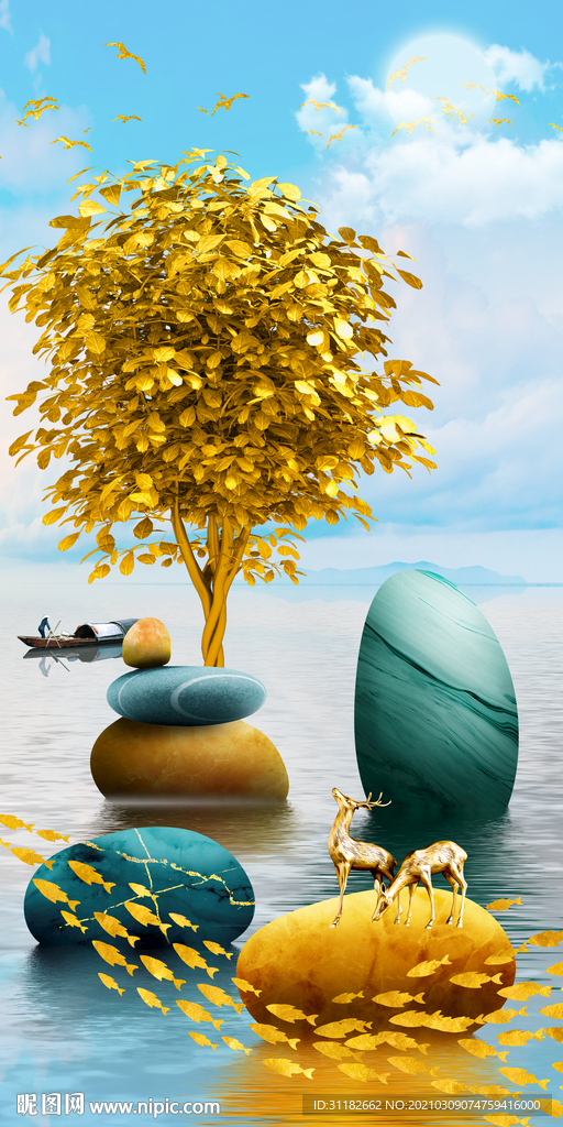 石来运转发财树玄关