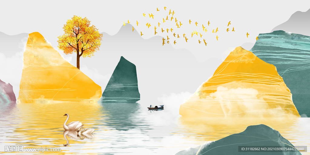 新中式山水装饰画