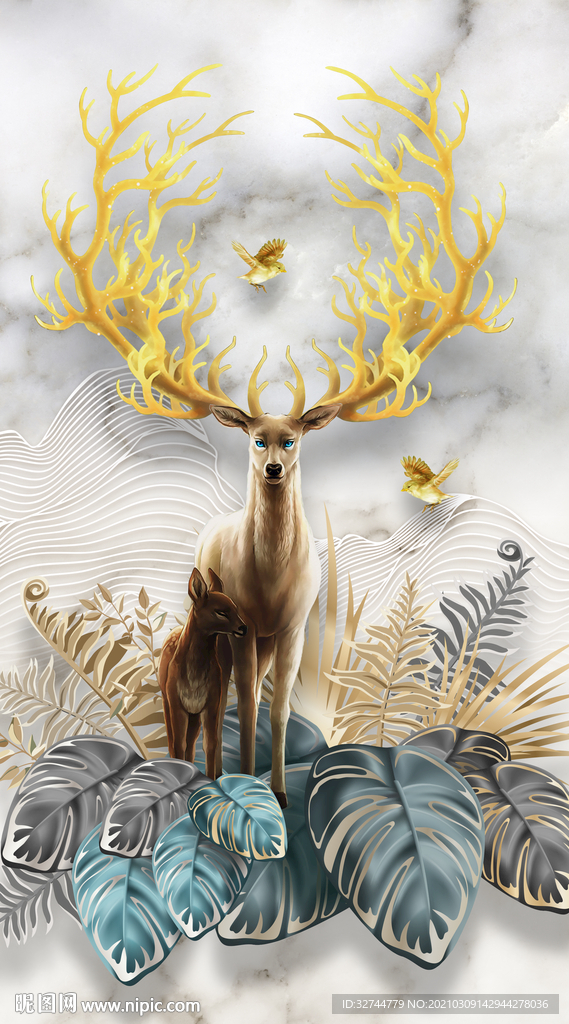 麋鹿装饰画玄关