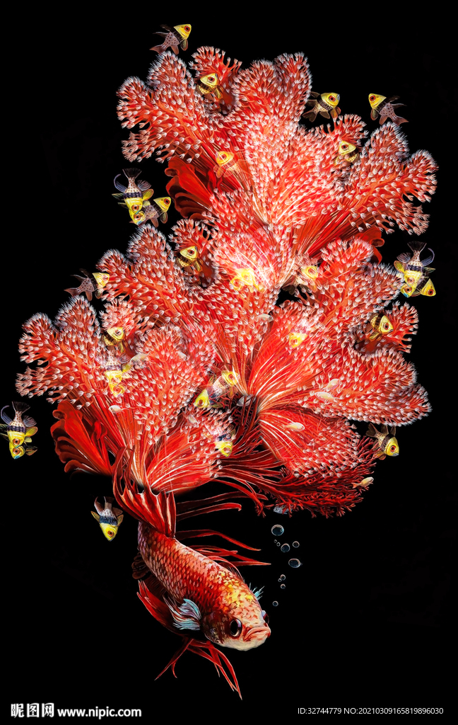 红色鲤鱼装饰画