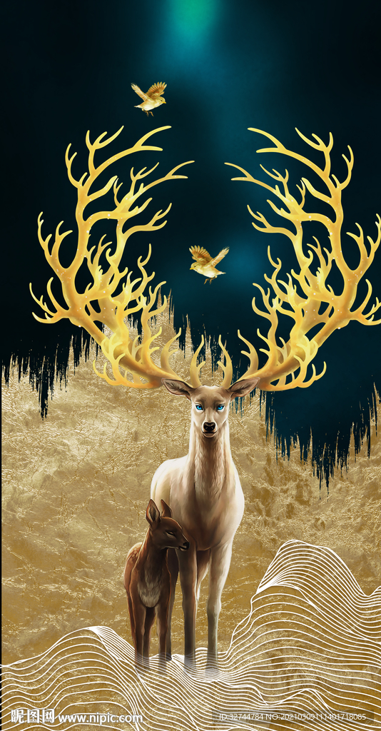 麋鹿装饰画