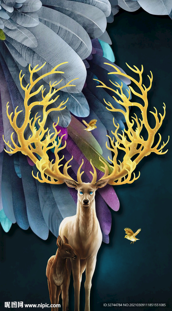 麋鹿装饰画