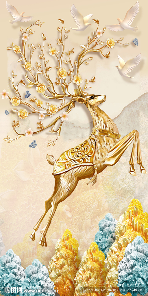 麋鹿装饰画