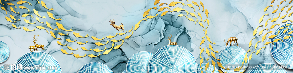 金鱼大理石晶瓷画