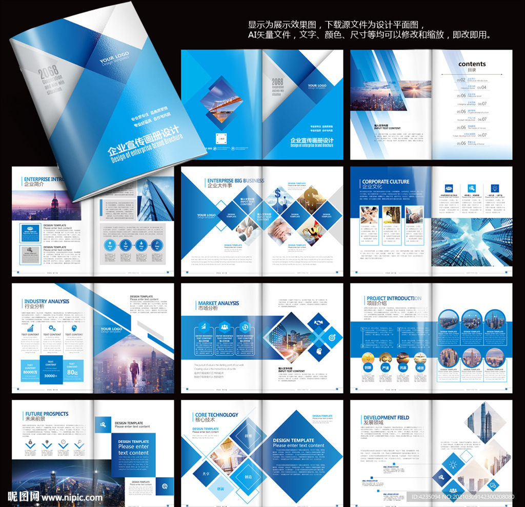 蓝色画册 企业画册 企业手册