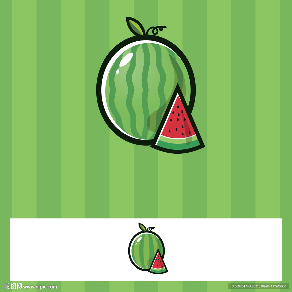 西瓜图标手绘素材