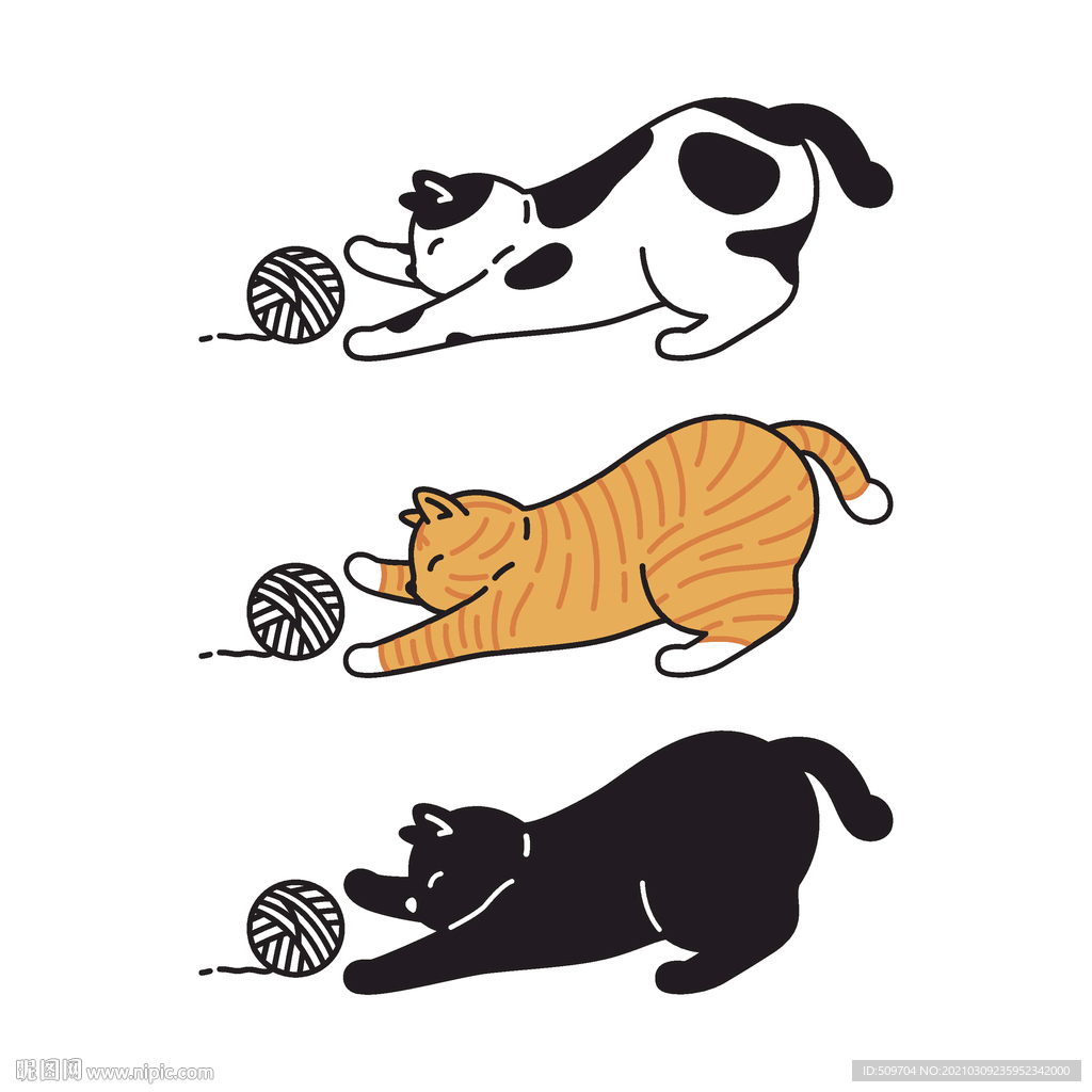 小猫戴口罩手绘插画