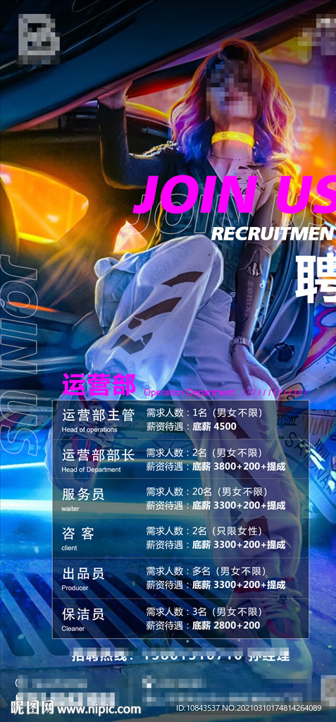 酒吧运营部招聘海报