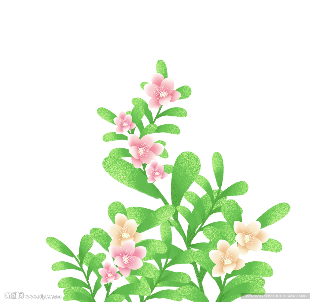 绿色装饰卡通花朵元素