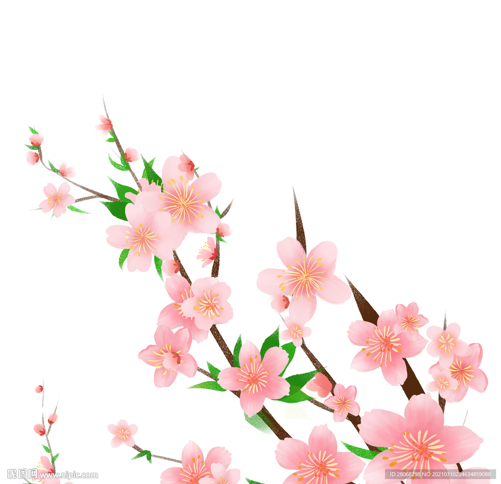 春夏装饰桃花植物元素