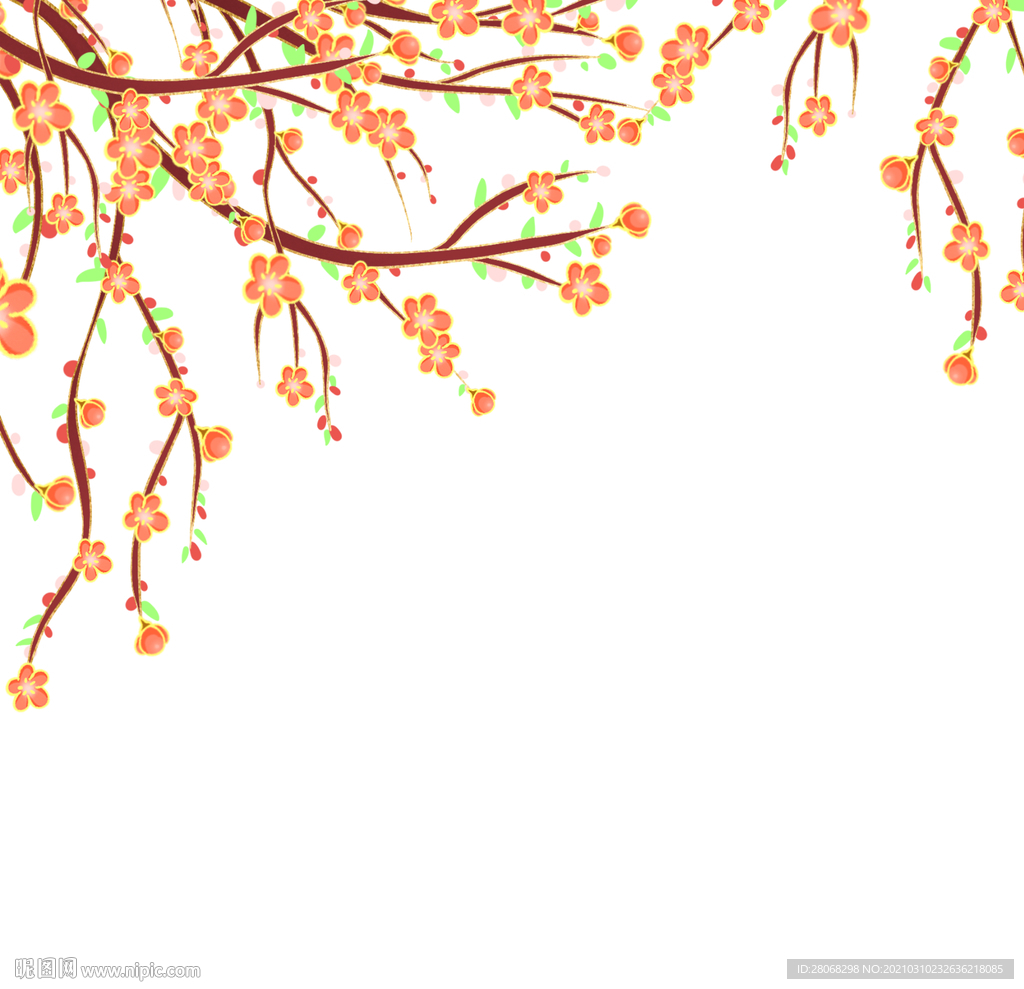 装饰橘色小红花元素