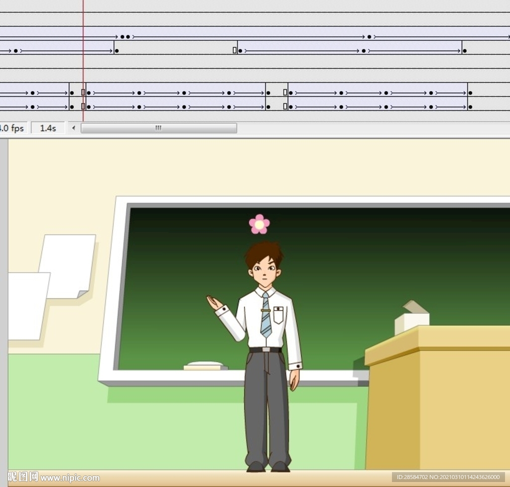 男老师在黑板前讲解的动画