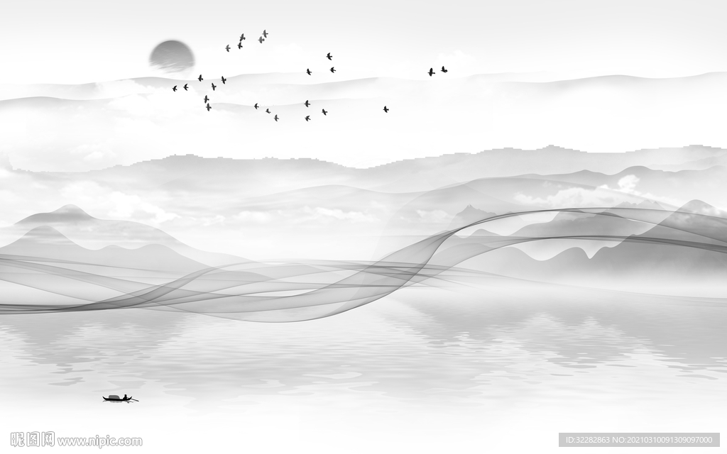 高端新客厅山水画 文件分层