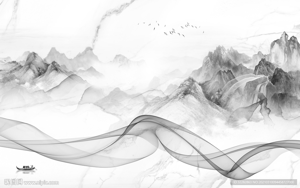 客厅新客厅山水画 文件分层