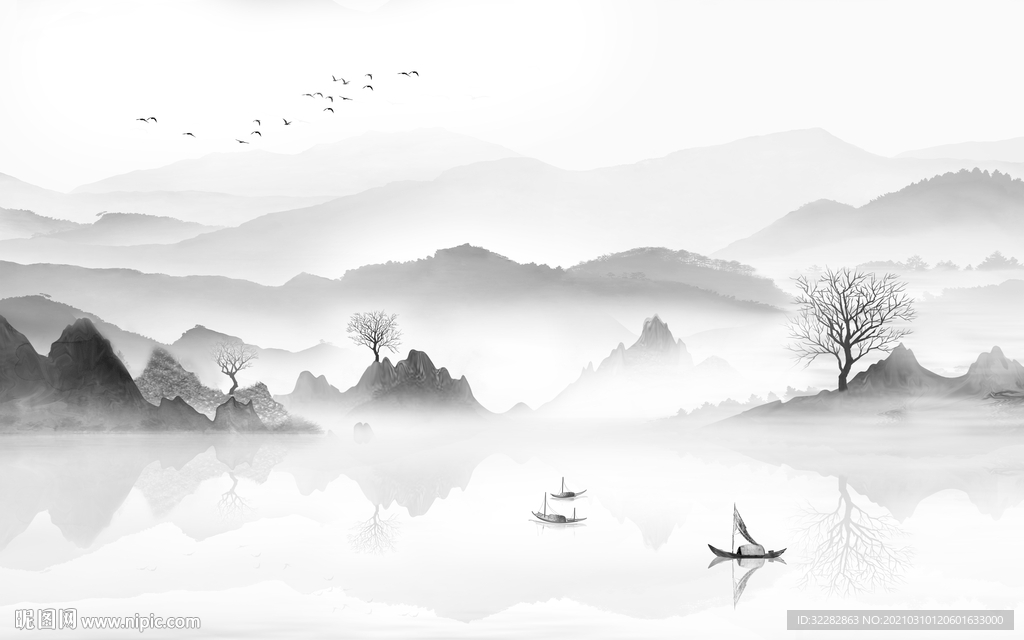 新品新客厅山水画 文件分层