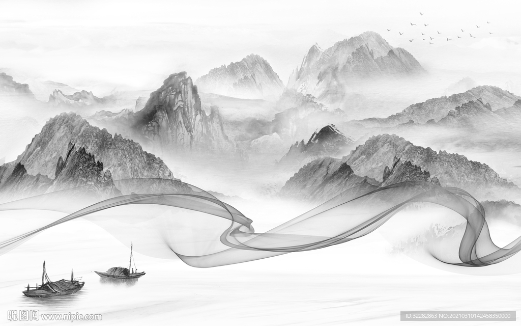 人气 新客厅山水画 文件分层