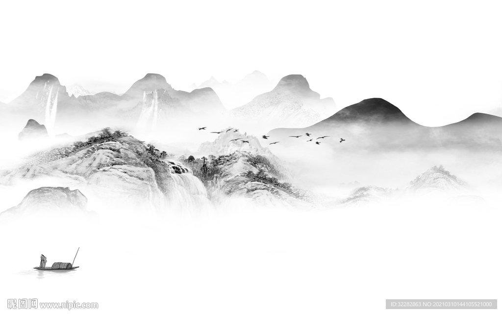 意境新客厅山水画 文件分层