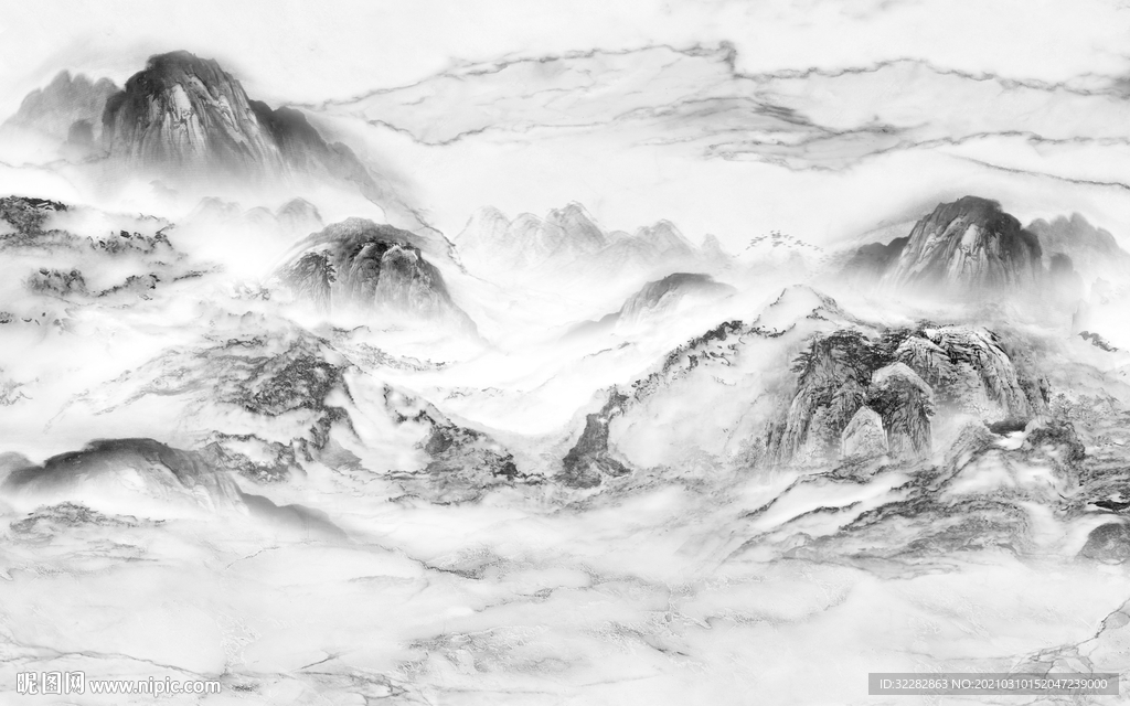 酒店人气画山水画 文件分层