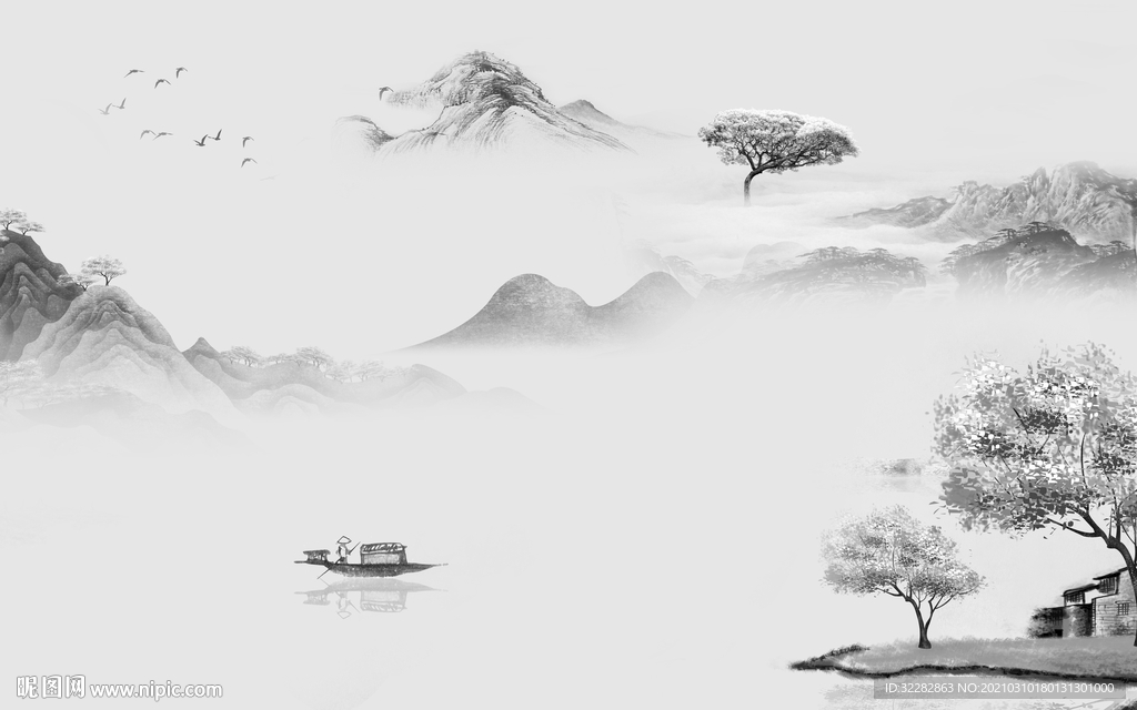 最新人气画山水画 文件分层