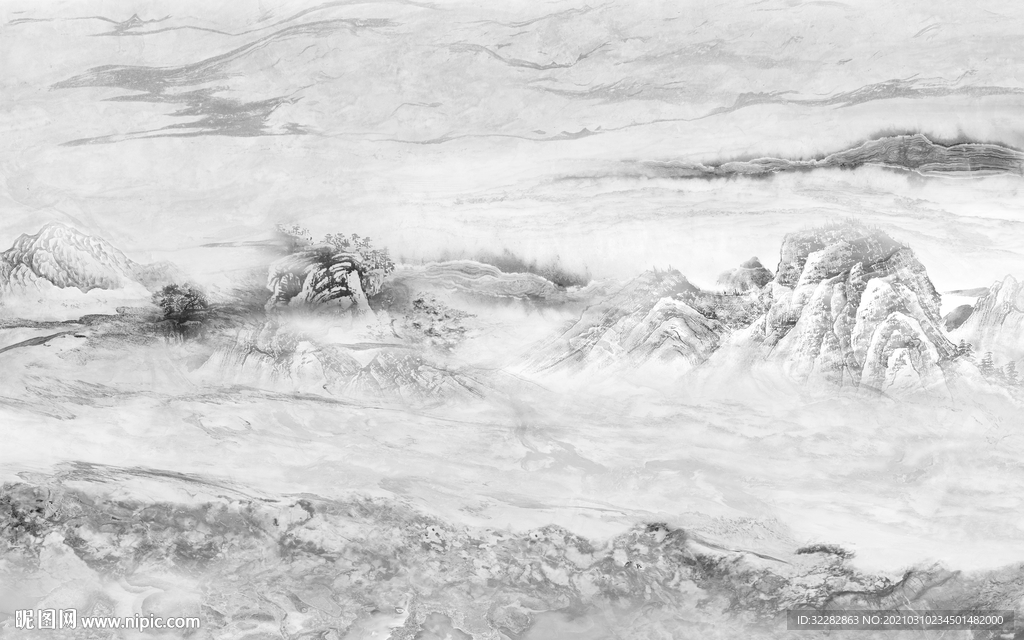 石纹人气画山水画 文件分层