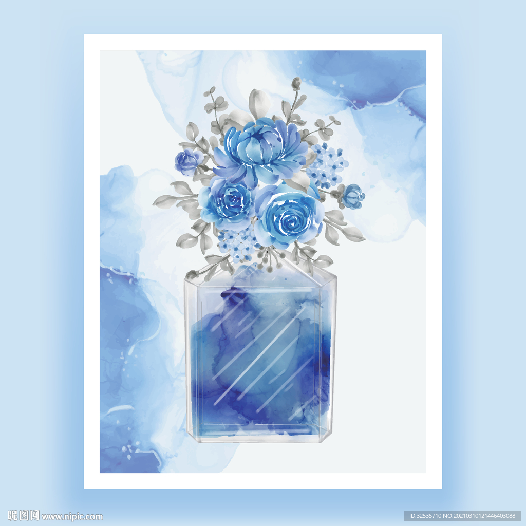 水晶花瓶水彩画