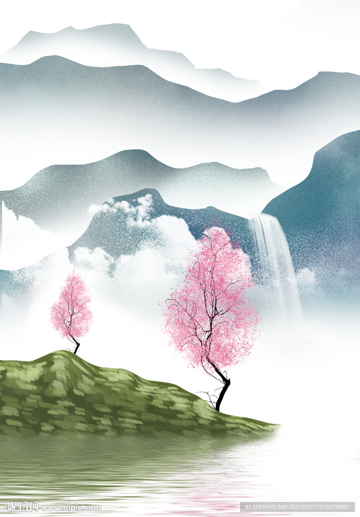 绿色风景画装饰画