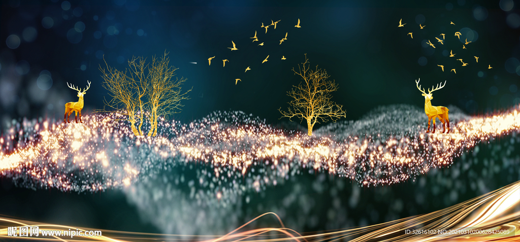 麋鹿星空晶瓷画