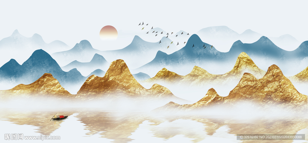 金色山水画