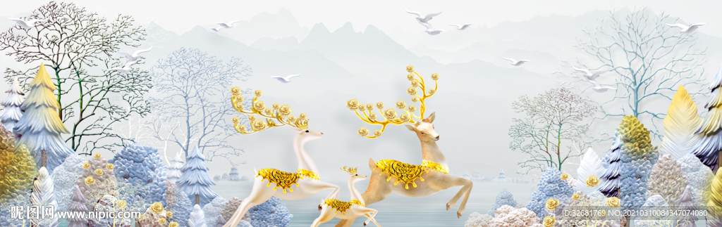 麋鹿装饰画