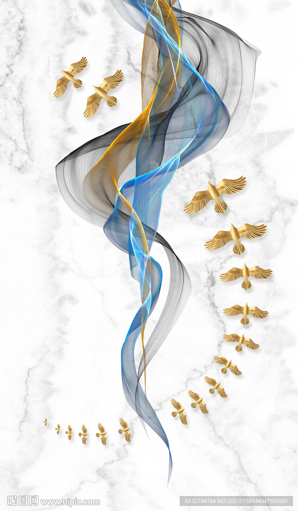 金色鸟群装饰画