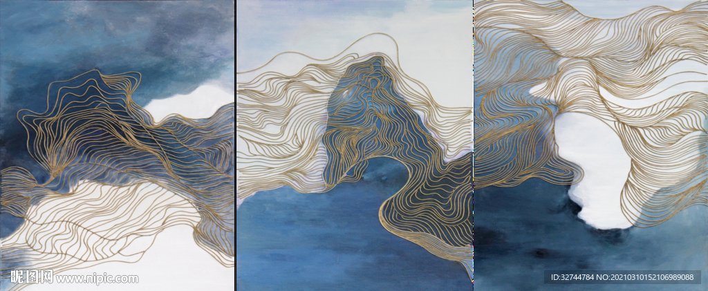 抽象晕染金色线条