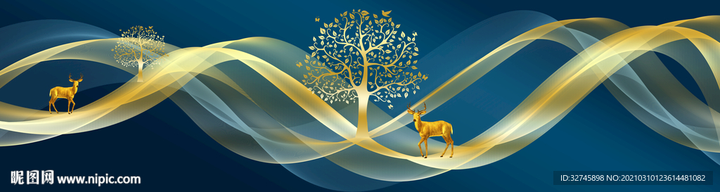 麋鹿飘带晶瓷画