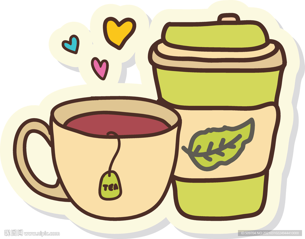 卡通茶饮料插画