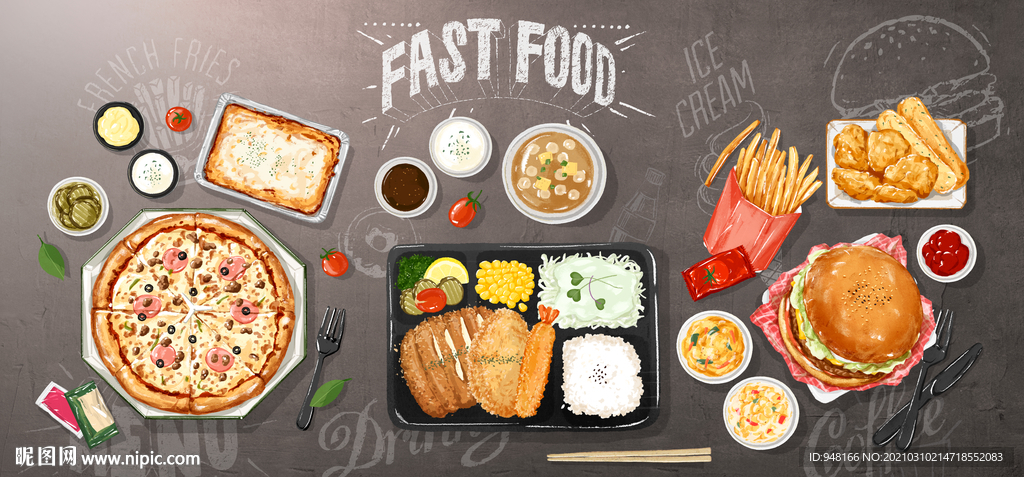 美食背景墙装饰画