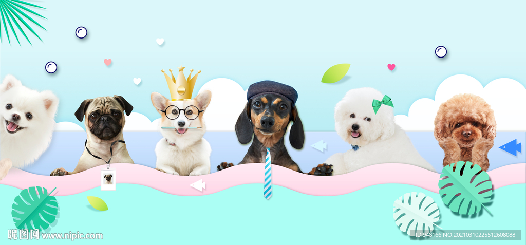 可爱宠物装饰画背景墙壁纸