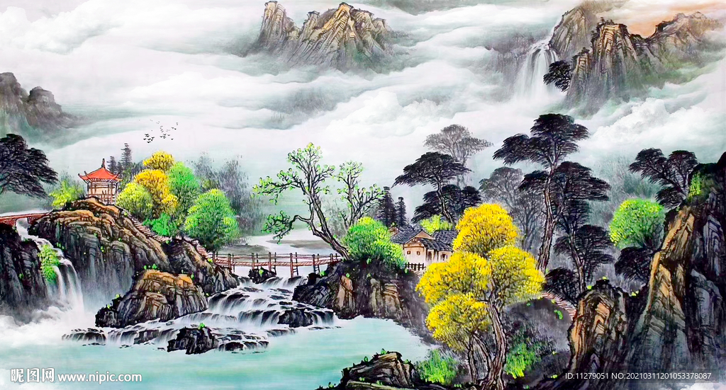 山水水墨画