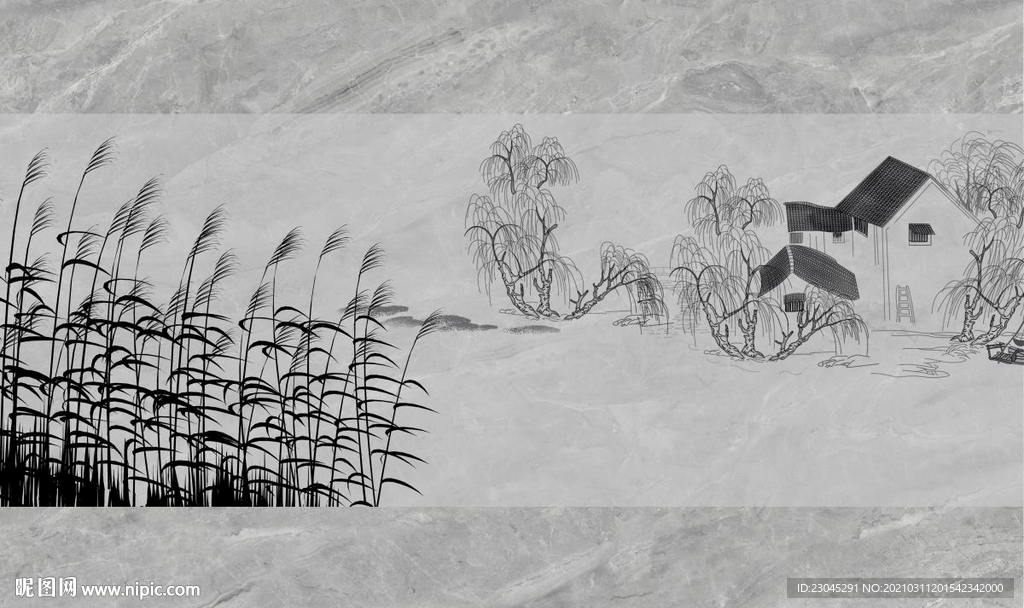 烟雨江南轻奢中式背景墙