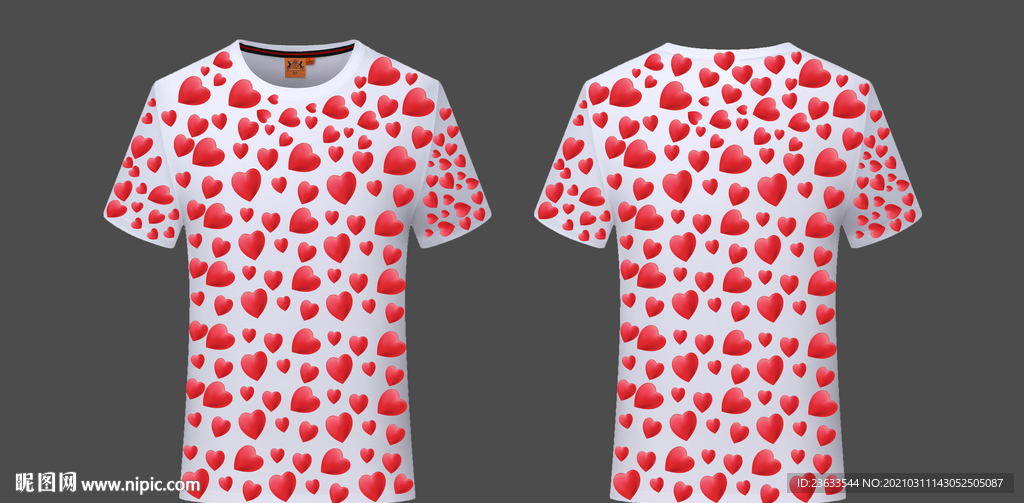 印花红心t恤样机图片