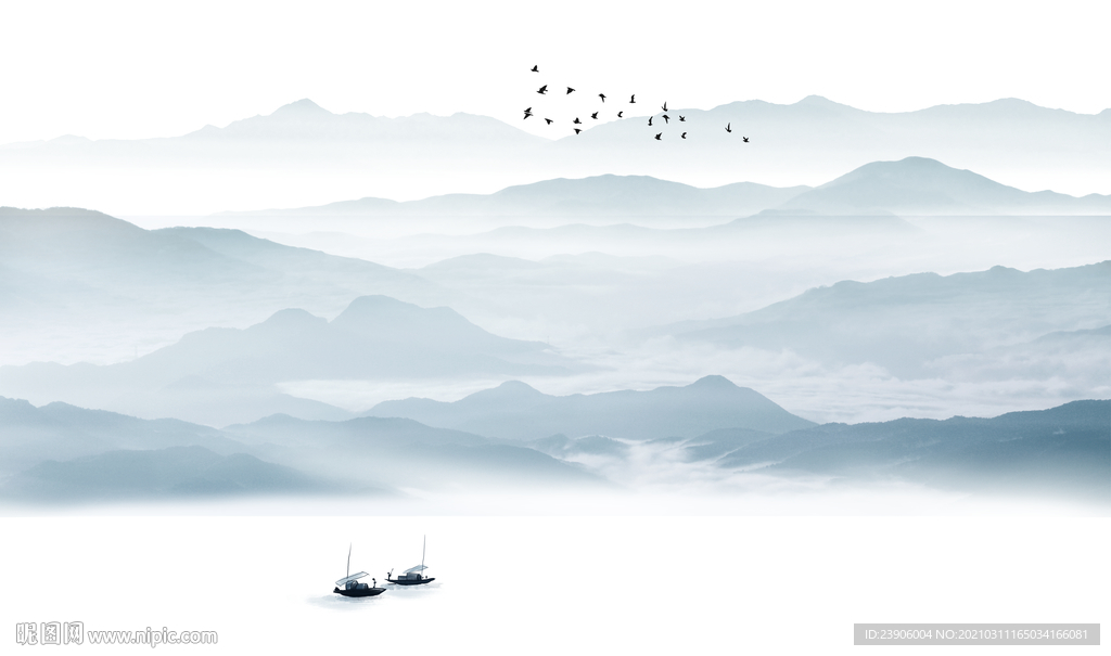 新中式山水背景墙