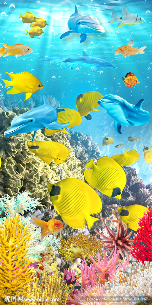 海豚玄关过道背景墙